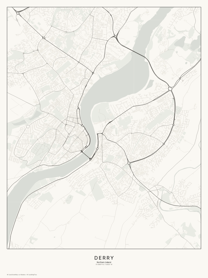 Derry map poster, classic style