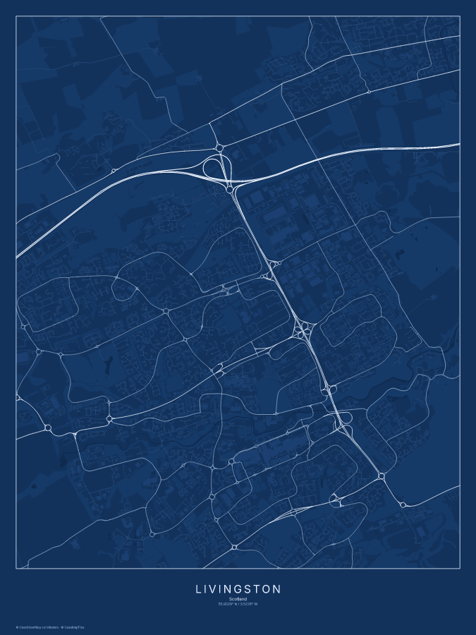 Livingston map poster, blueprint style