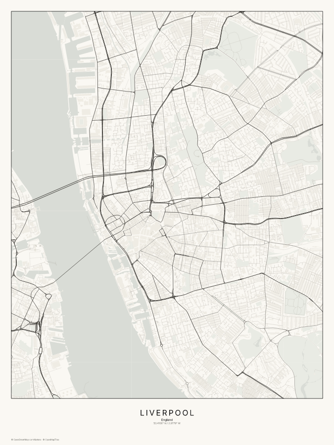 Liverpool map poster, classic style