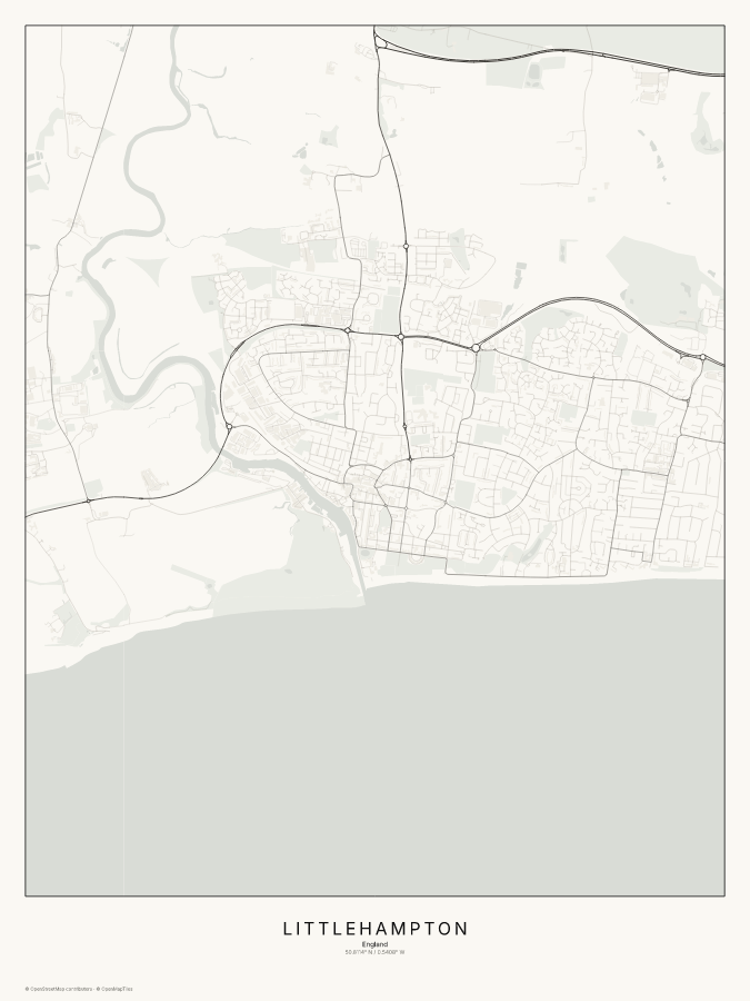 Littlehampton map poster, classic style
