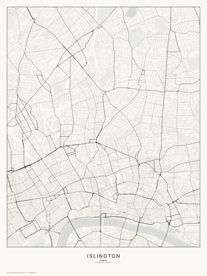 Islington map poster, classic style