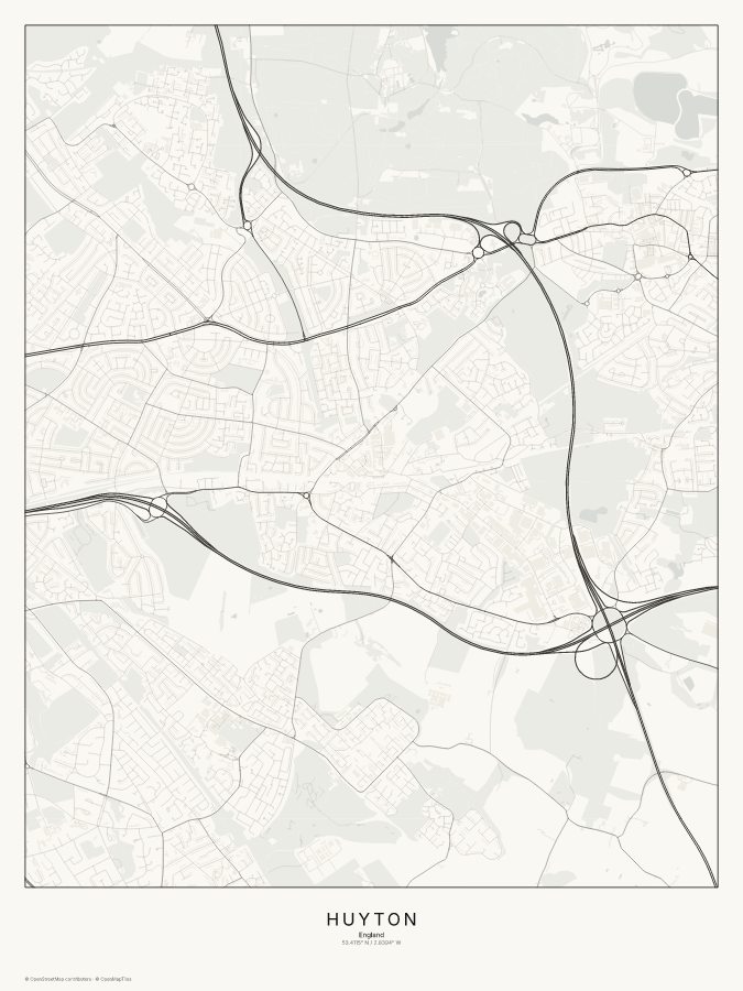 Huyton map poster, classic style