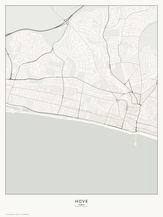 Hove map poster, classic style