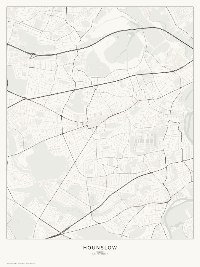 Hounslow map poster, classic style