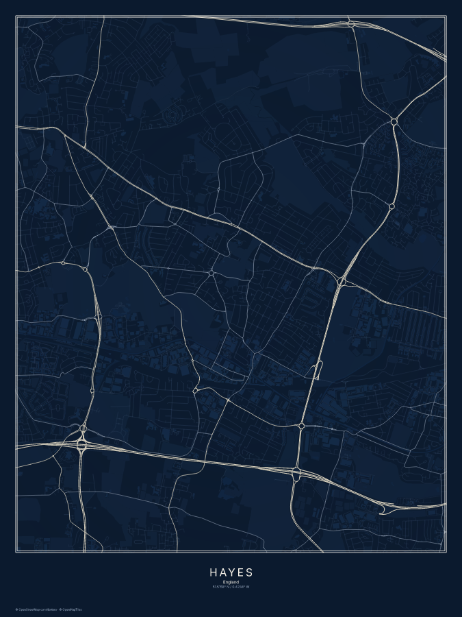 Hayes map poster, midnight style