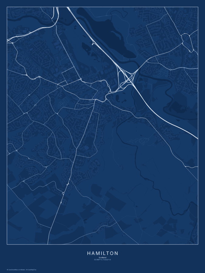 Hamilton map poster, blueprint style