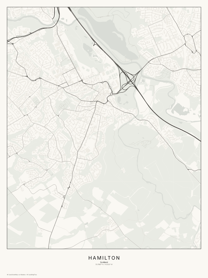 Hamilton map poster, classic style