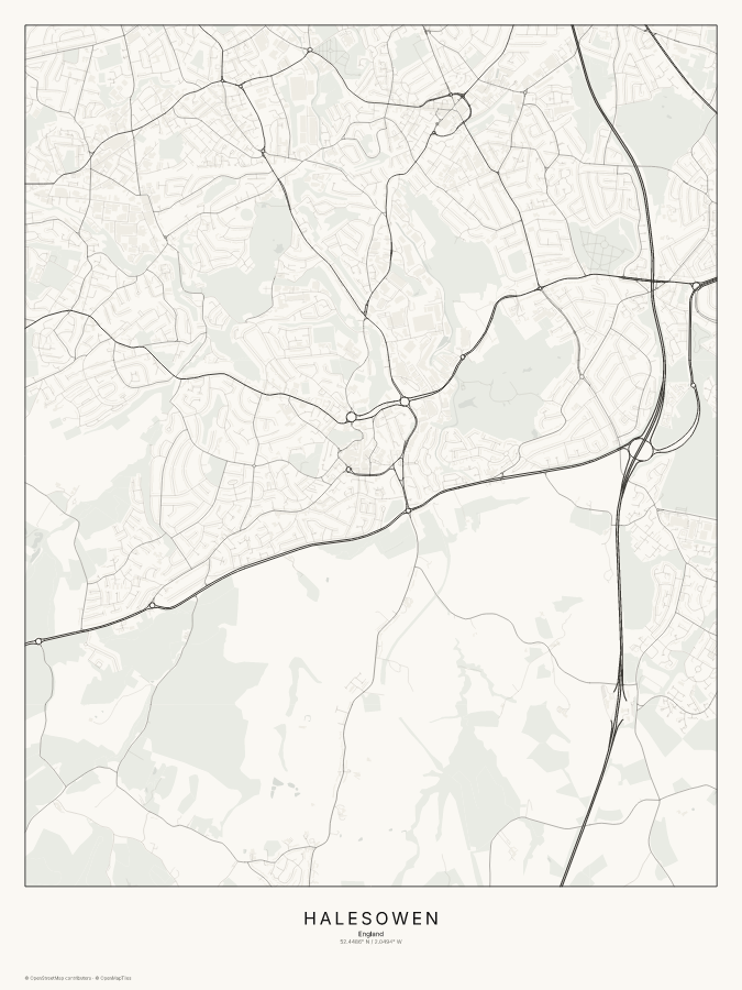 Halesowen map poster, classic style
