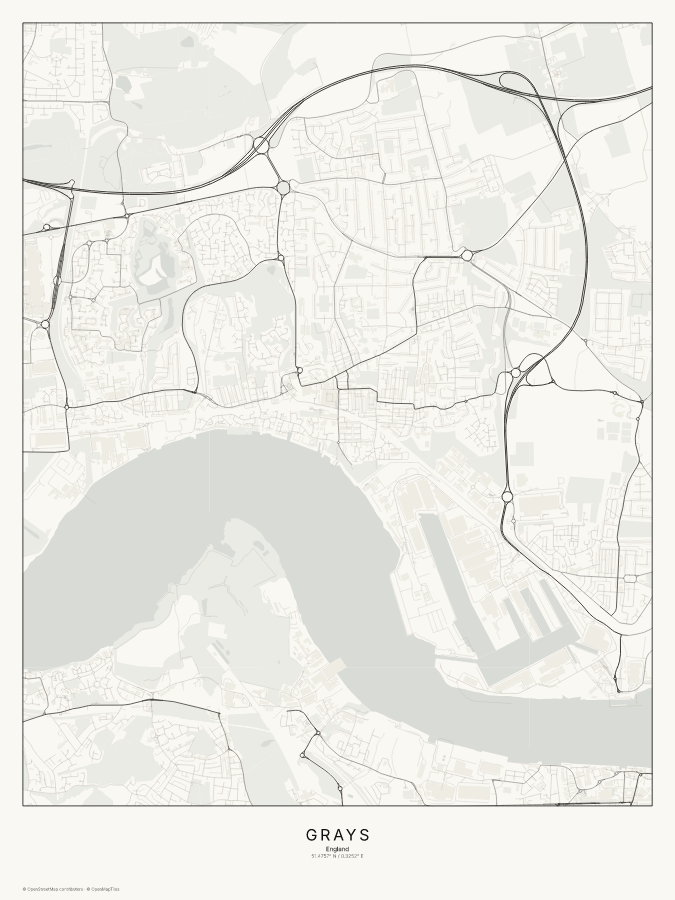Grays map poster, classic style