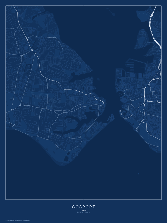 Gosport map poster, blueprint style