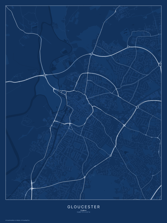 Gloucester map poster, blueprint style