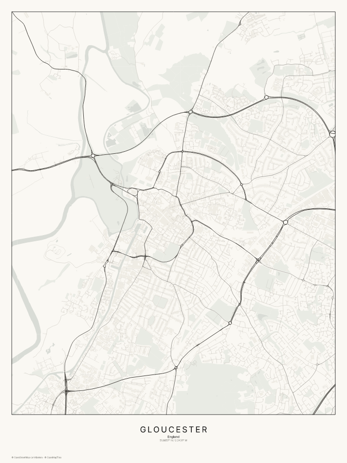 Gloucester map poster, classic style