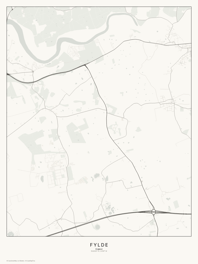 Fylde map poster, classic style