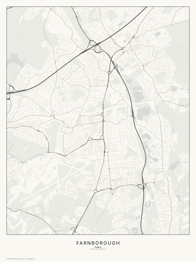 Farnborough map poster, classic style