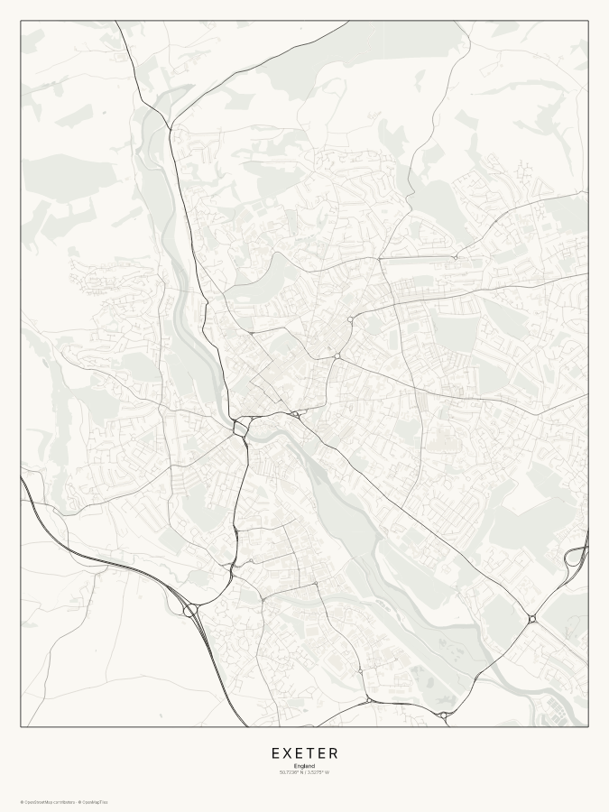 Exeter map poster, classic style