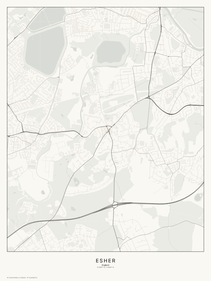 Esher map poster, classic style