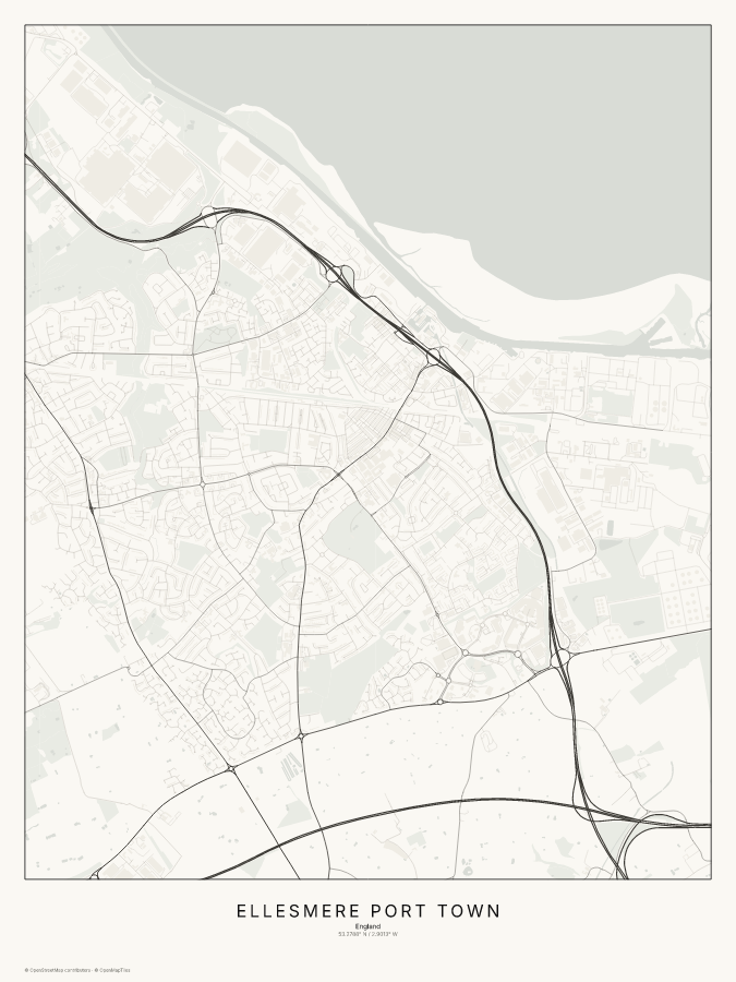 Ellesmere Port Town map poster, classic style