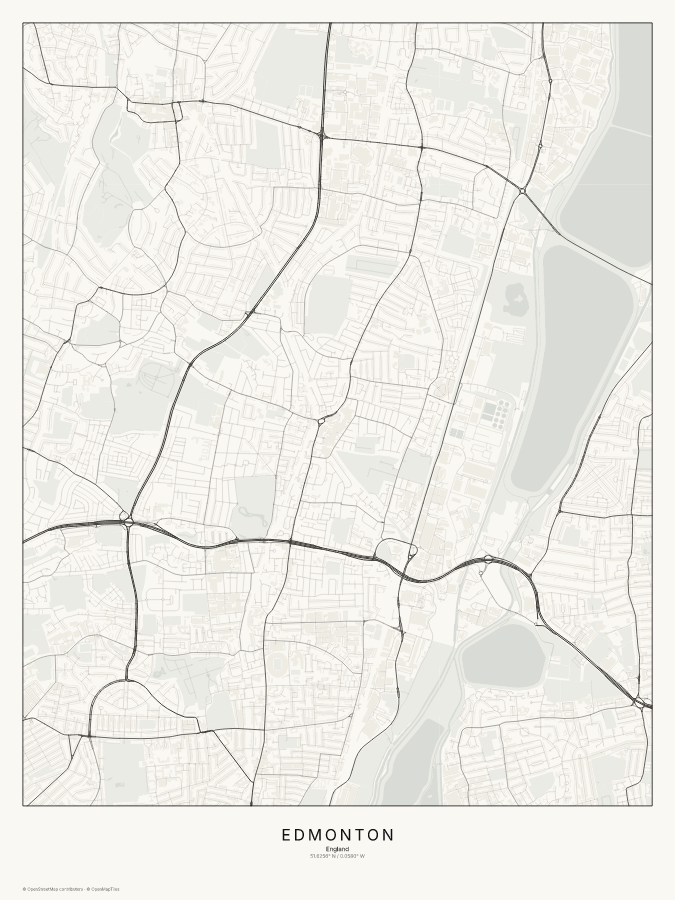 Edmonton map poster, classic style