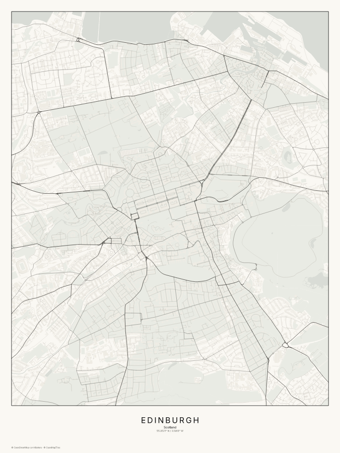 Edinburgh map poster, classic style