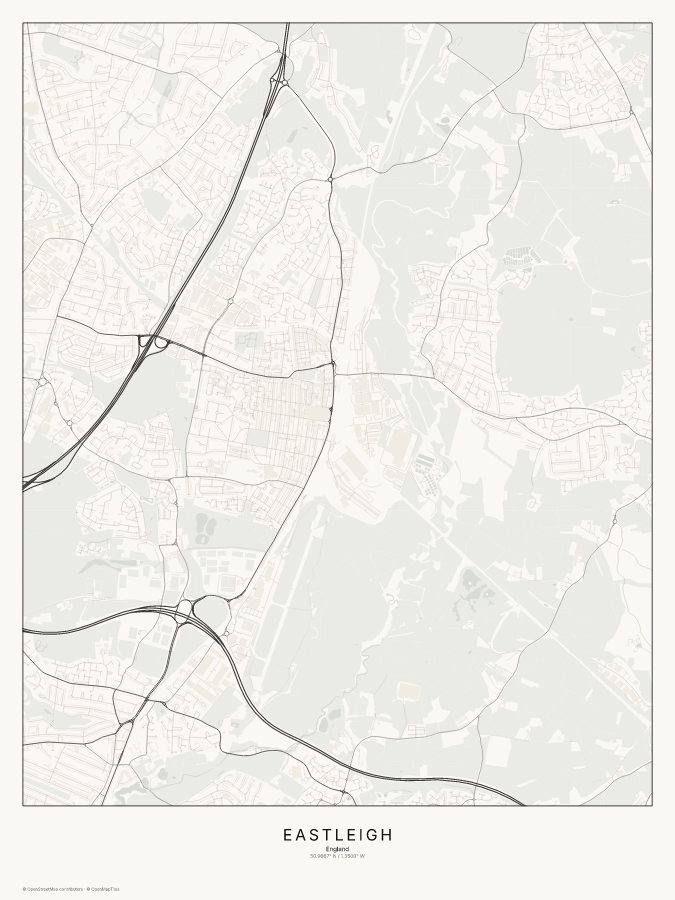 Eastleigh map poster, classic style