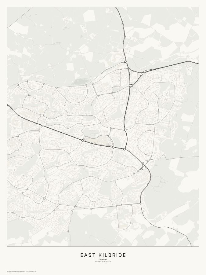 East Kilbride map poster, classic style