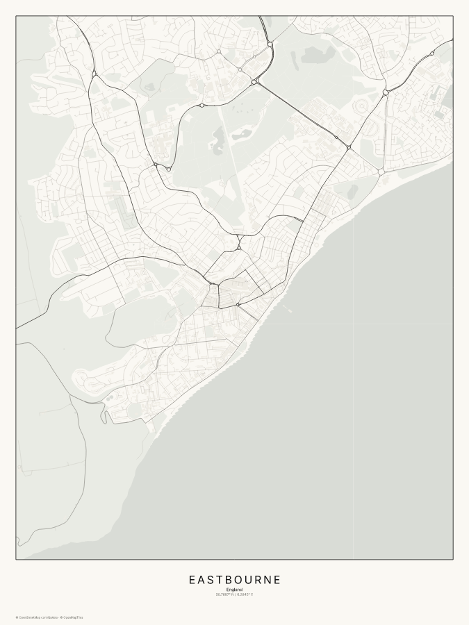 Eastbourne map poster, classic style