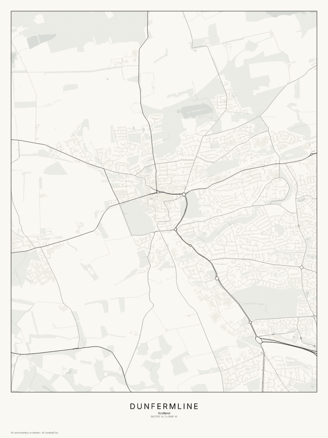 Dunfermline map poster, classic style