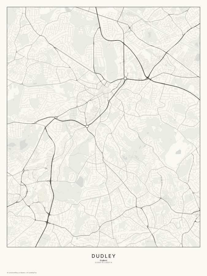 Dudley map poster, classic style