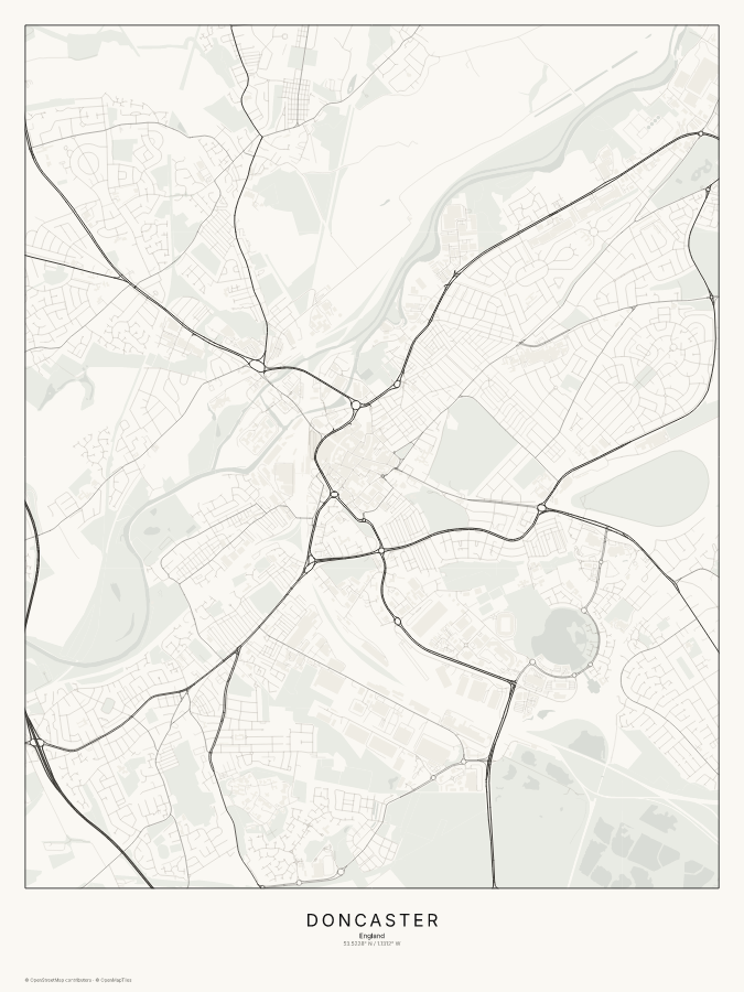 Doncaster map poster, classic style