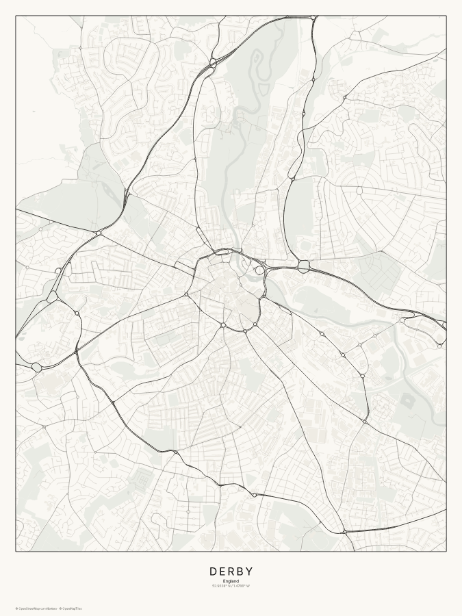 Derby map poster, classic style