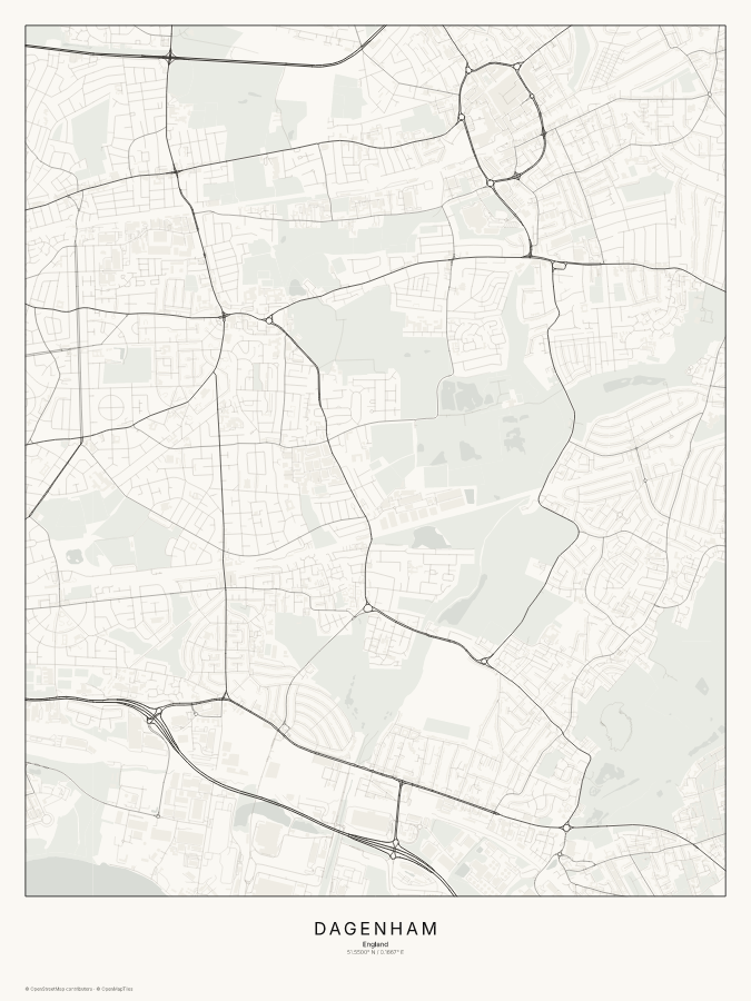 Dagenham map poster, classic style
