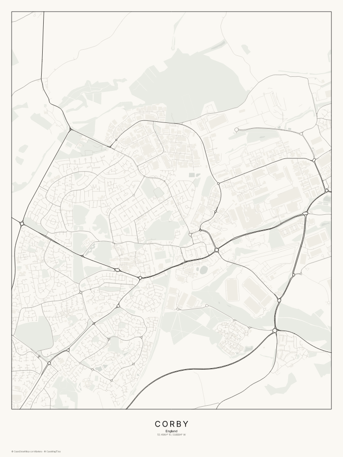 Corby map poster, classic style