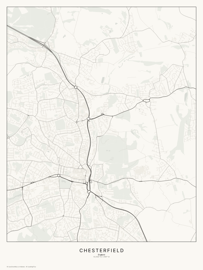 Chesterfield map poster, classic style