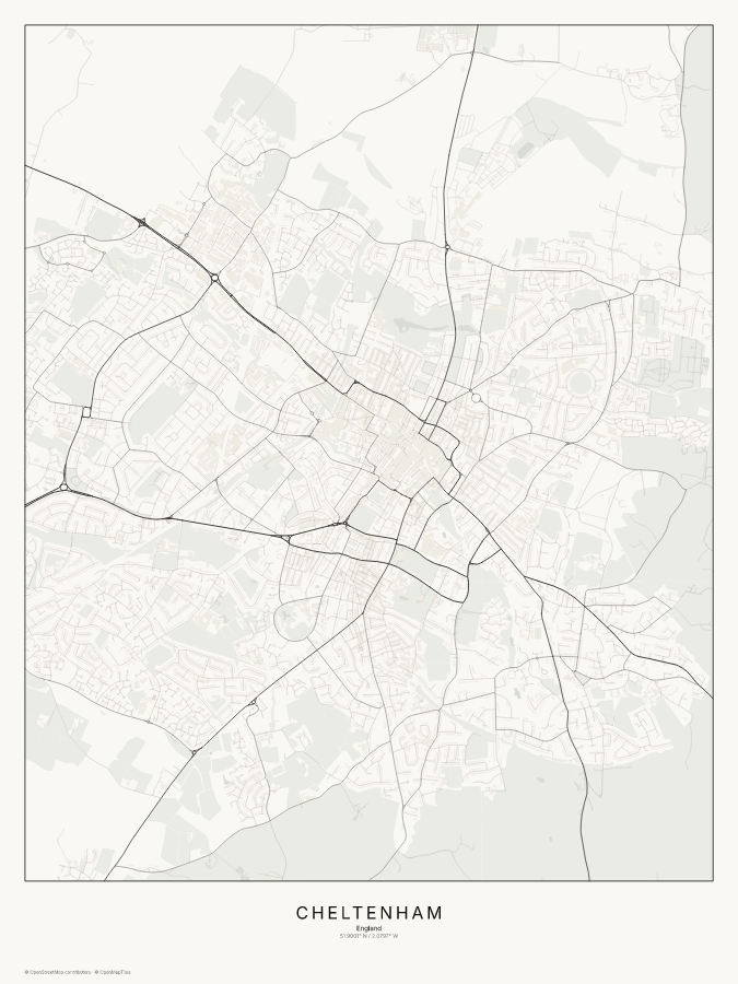 Cheltenham map poster, classic style
