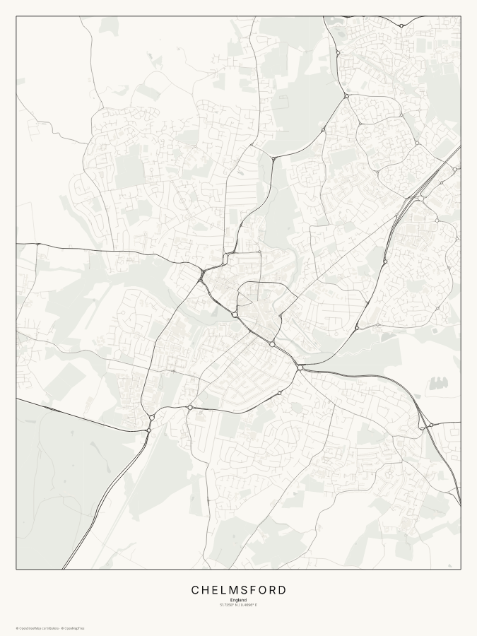 Chelmsford map poster, classic style