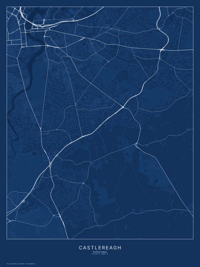 Castlereagh map poster, blueprint style