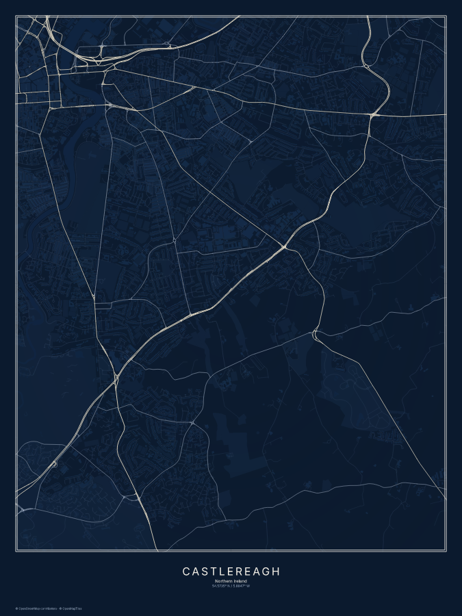 Castlereagh map poster, midnight style
