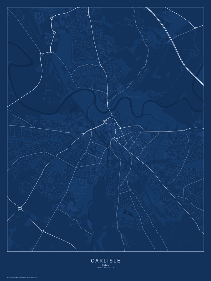 Carlisle map poster, blueprint style
