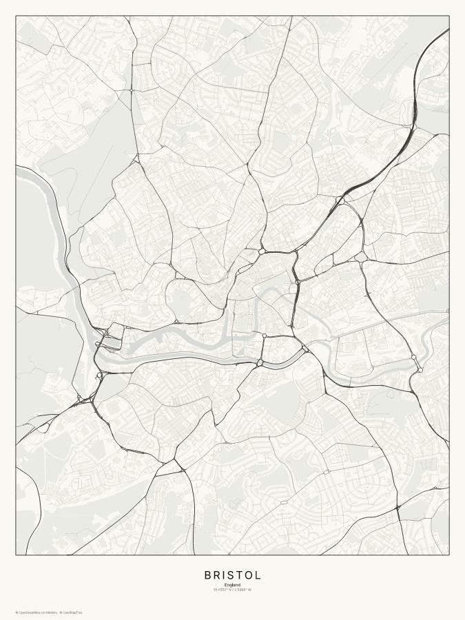 Bristol map poster, classic style