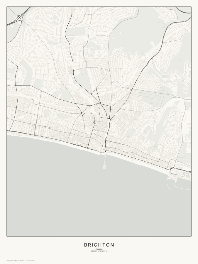 Brighton map poster, classic style