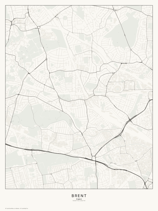 Brent map poster, classic style
