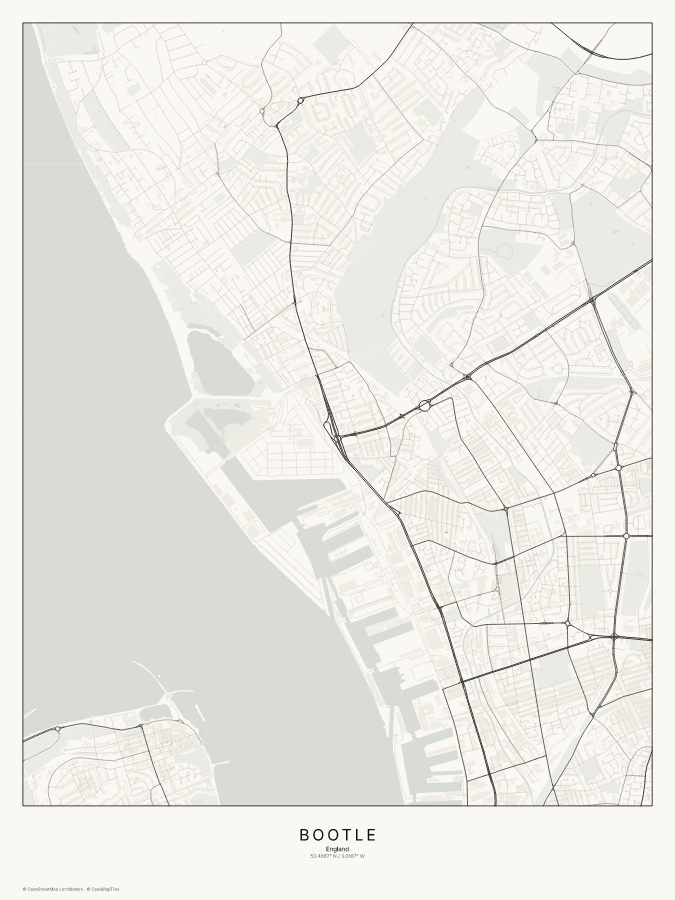 Bootle map poster, classic style