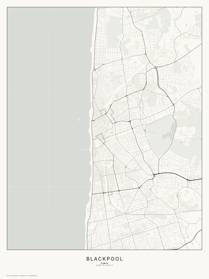 Blackpool map poster, classic style
