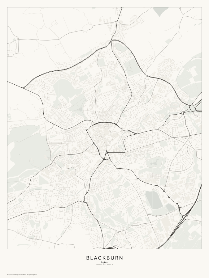 Blackburn map poster, classic style