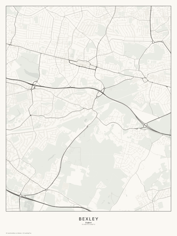 Bexley map poster, classic style