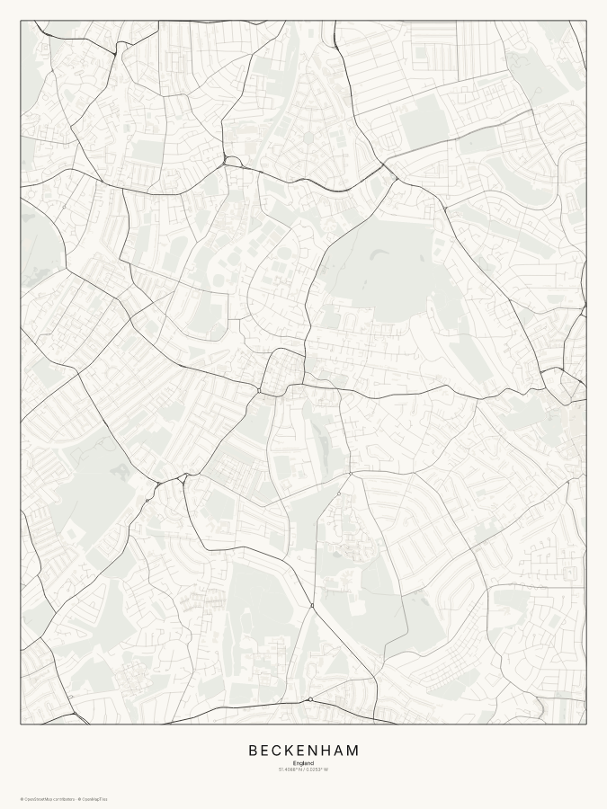 Beckenham map poster, classic style