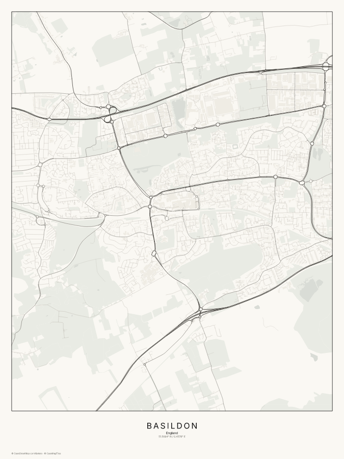 Basildon map poster, classic style