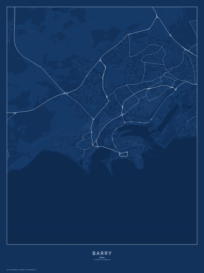 Barry map poster, blueprint style