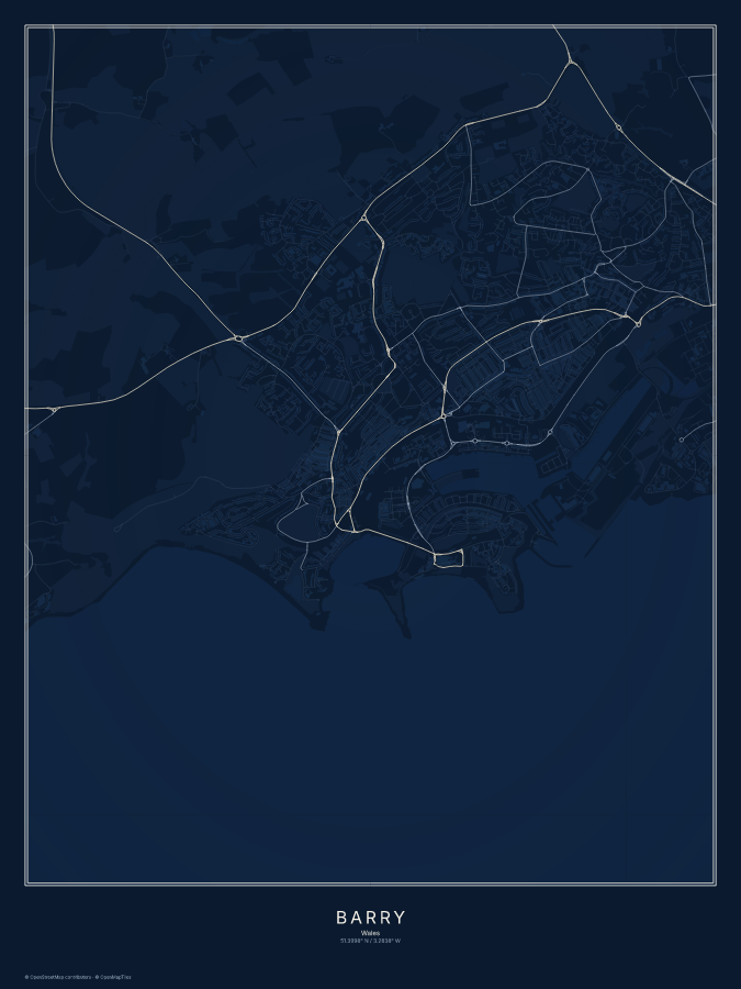 Barry map poster, midnight style