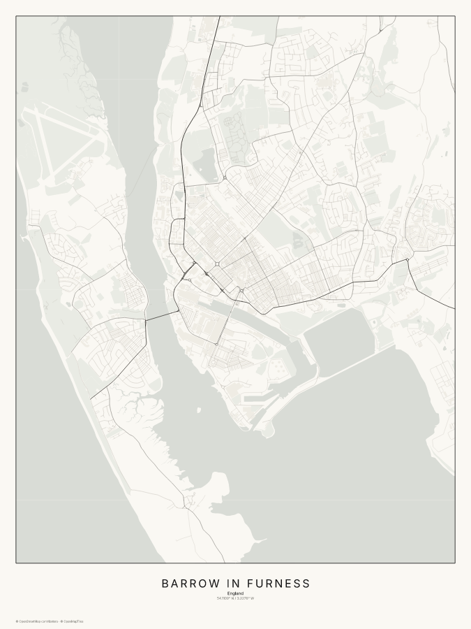 Barrow in Furness map poster, classic style